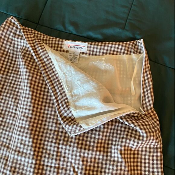 Talbots Cream and Brown Checkered Skirt Size 4 - Picture 7 of 7